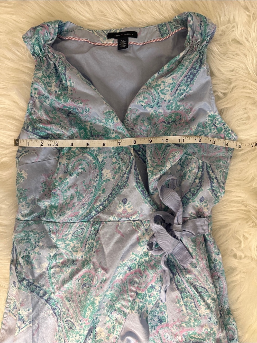 Tommy Hilfiger Paisley Wrap Dress Size Small 100% Cotton Knee Length - Picture 8 of 9